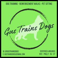 Business logo for Gus Trains Dogs